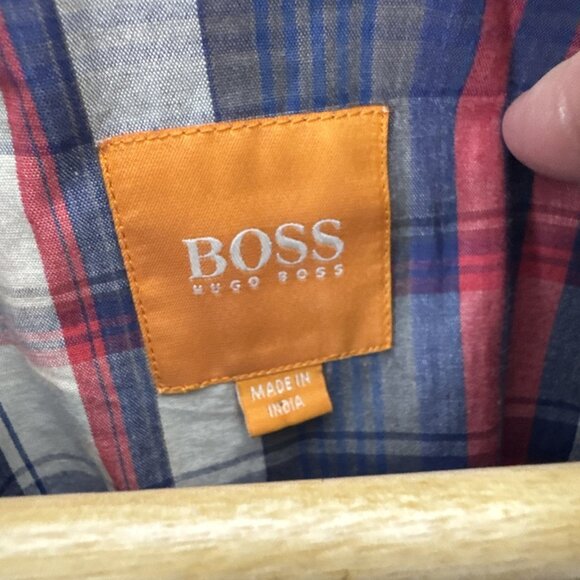 Hugo Boss Orange Men’s Lamb Leather Jacket Brown Size 38 Moto Plaid Lined Zip - Picture 6 of 12